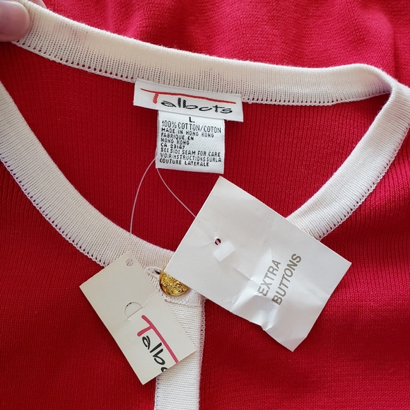 Talbots Classic Red Fine Knit Cardigan Sweater - Picture 4 of 14